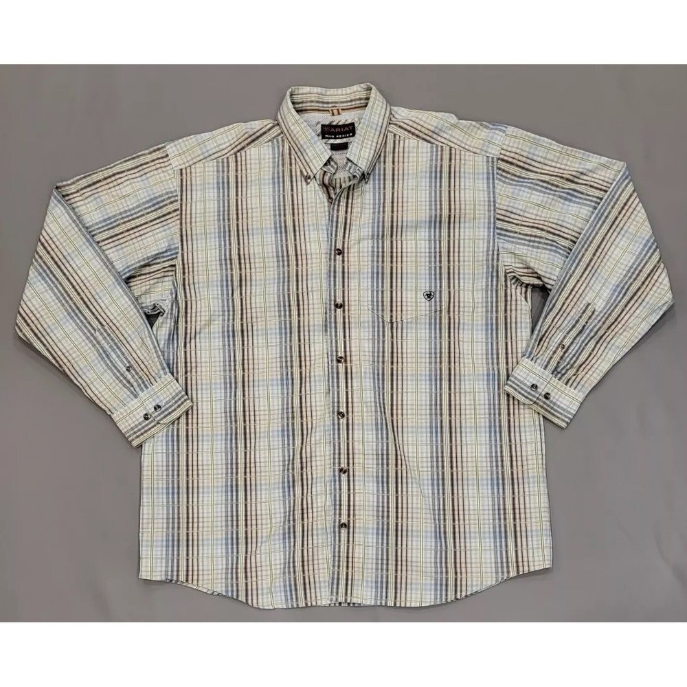 ARIAT PRO SERIES Long Sleeve Shirt Mens 2XL Multicolored Vented Nice Condition